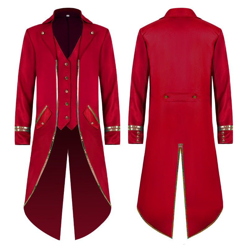 Damen nan langer taillierter Blazer-Mantel mit goldener Kettendetail und einreihigem Verschluss Drune