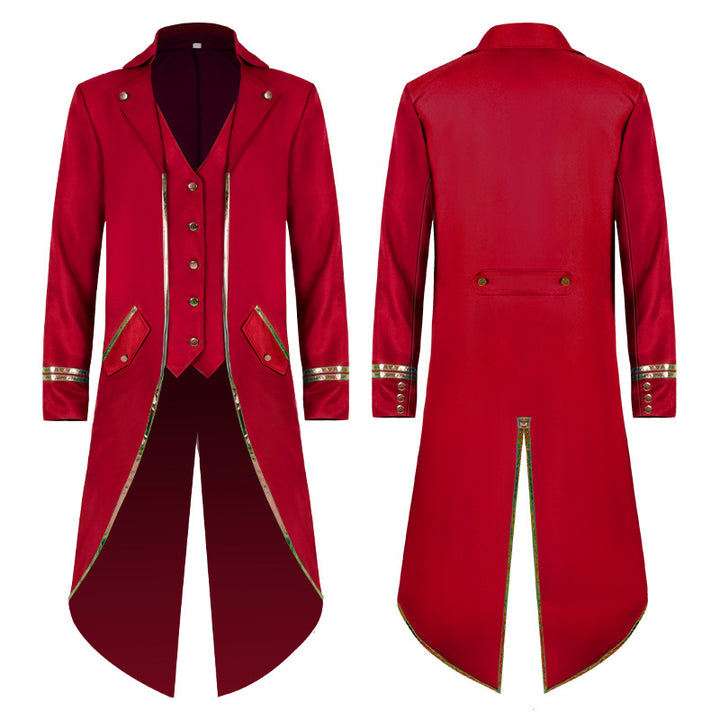 Damen nan langer taillierter Blazer-Mantel mit goldener Kettendetail und einreihigem Verschluss Drune