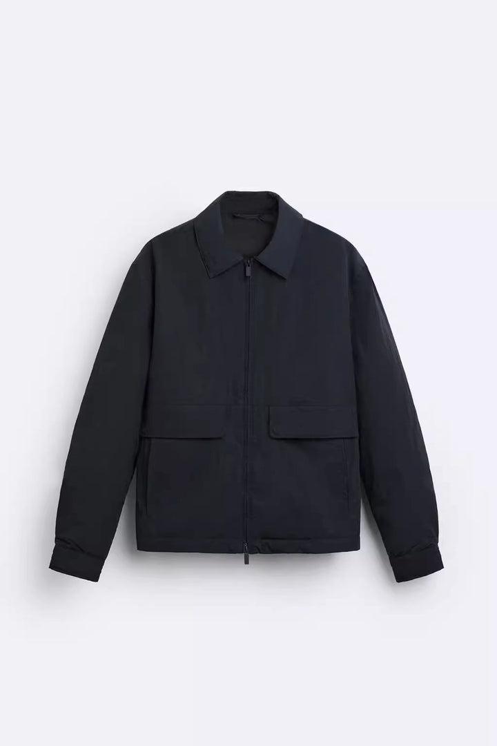 Herren Leichte Utility-Blousonjacke mit Hemdkragen und aufgesetzten Pattentaschen Drune