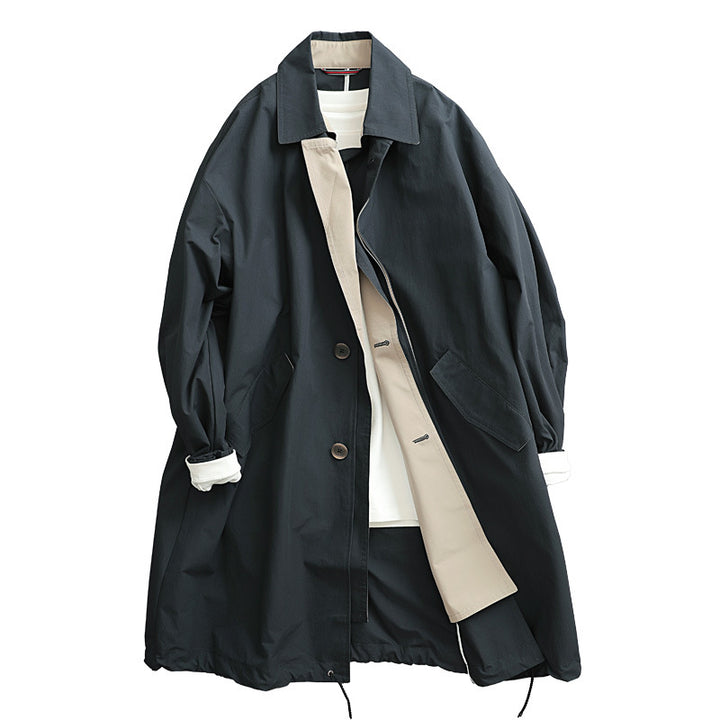 Damen Oversize-Trenchcoat aus atmungsaktivem Baumwollmischgewebe mit verdeckter Knopfleiste Drune