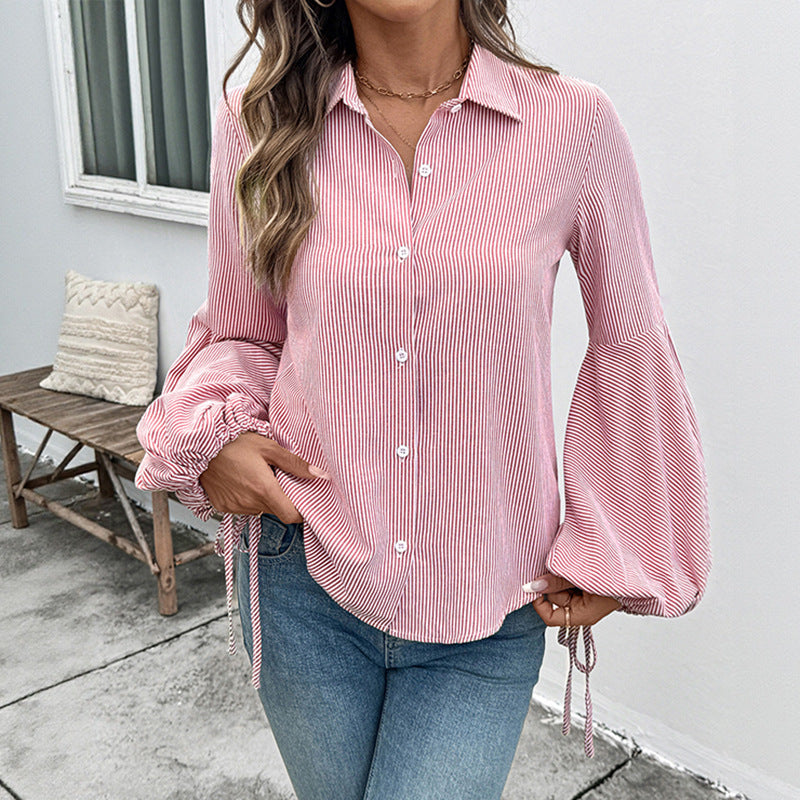 Damen Lässige und elegante Bluse mit Trompetenärmeln Drune