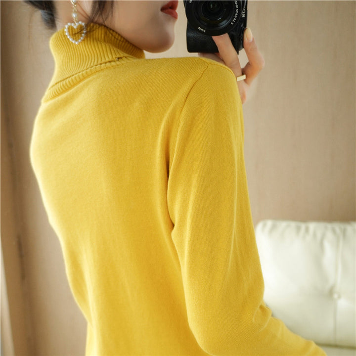 Damen Minimalistischer Feinstrick-Rolli mit hohem Rippkragen und schmaler Passform Drune