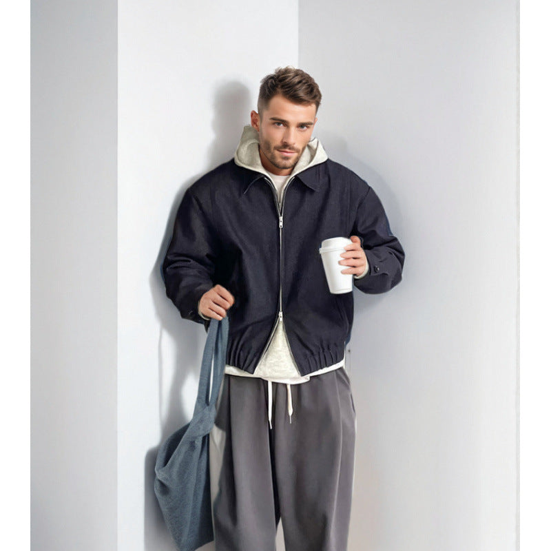 Herren Kapuzen-Halbzip-Pullover aus weichem Strukturstrick Drune