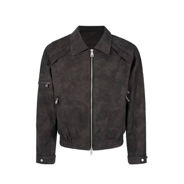 Herren Kurzjacke aus Veloursleder-Optik mit Reißverschluss und elastischem Saum Drune
