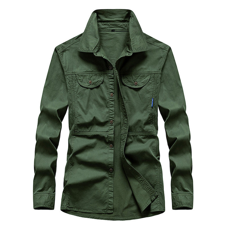 Herren Leichtes Canvas-Fieldshirt mit Brustklappen und Hemdkragen Drune