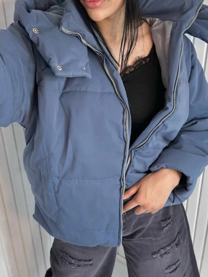 Steppjacke Damen modisch mit abnehmbarer Kapuze und Taschen