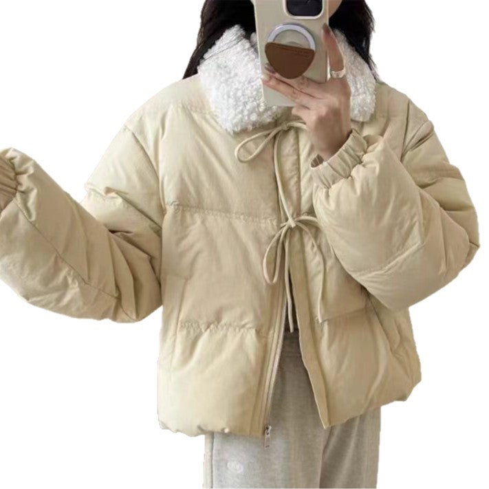 Damen Trendige Steppjacke mit Teddykragen und praktischen Taschen Drune