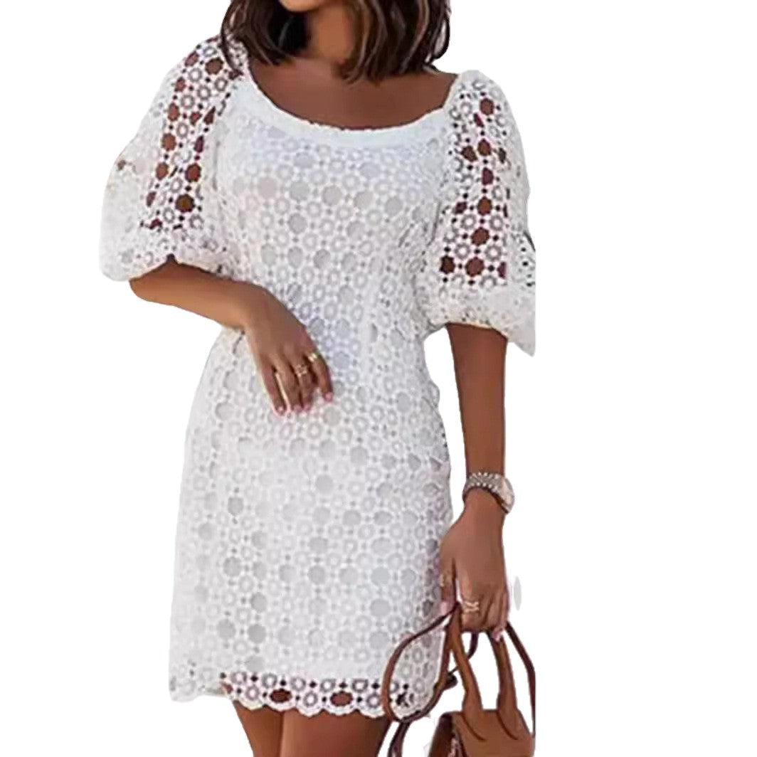 Damen Spitzenkleid mit voluminösen Ärmeln und eleganten Details Drune
