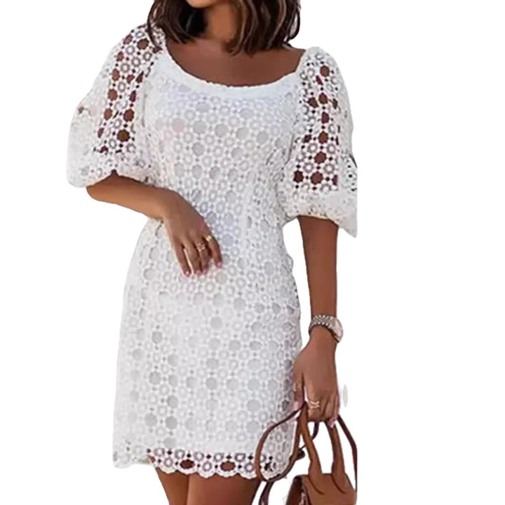 Damen Spitzenkleid mit voluminösen Ärmeln und eleganten Details Drune