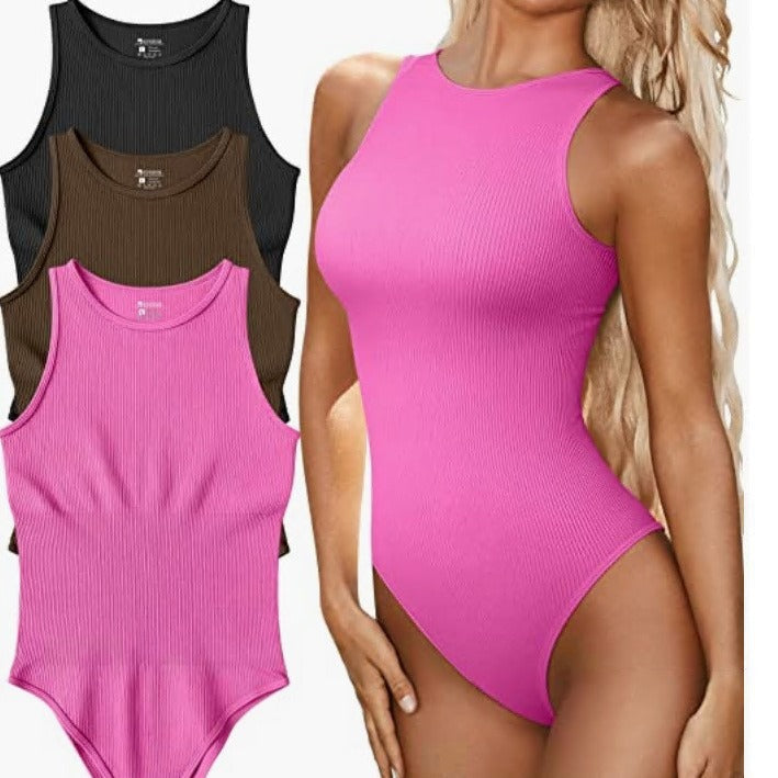 Damen nahtloser Badesuit mit sportlichem Schnitt und rippstrukturiertem Design Drune