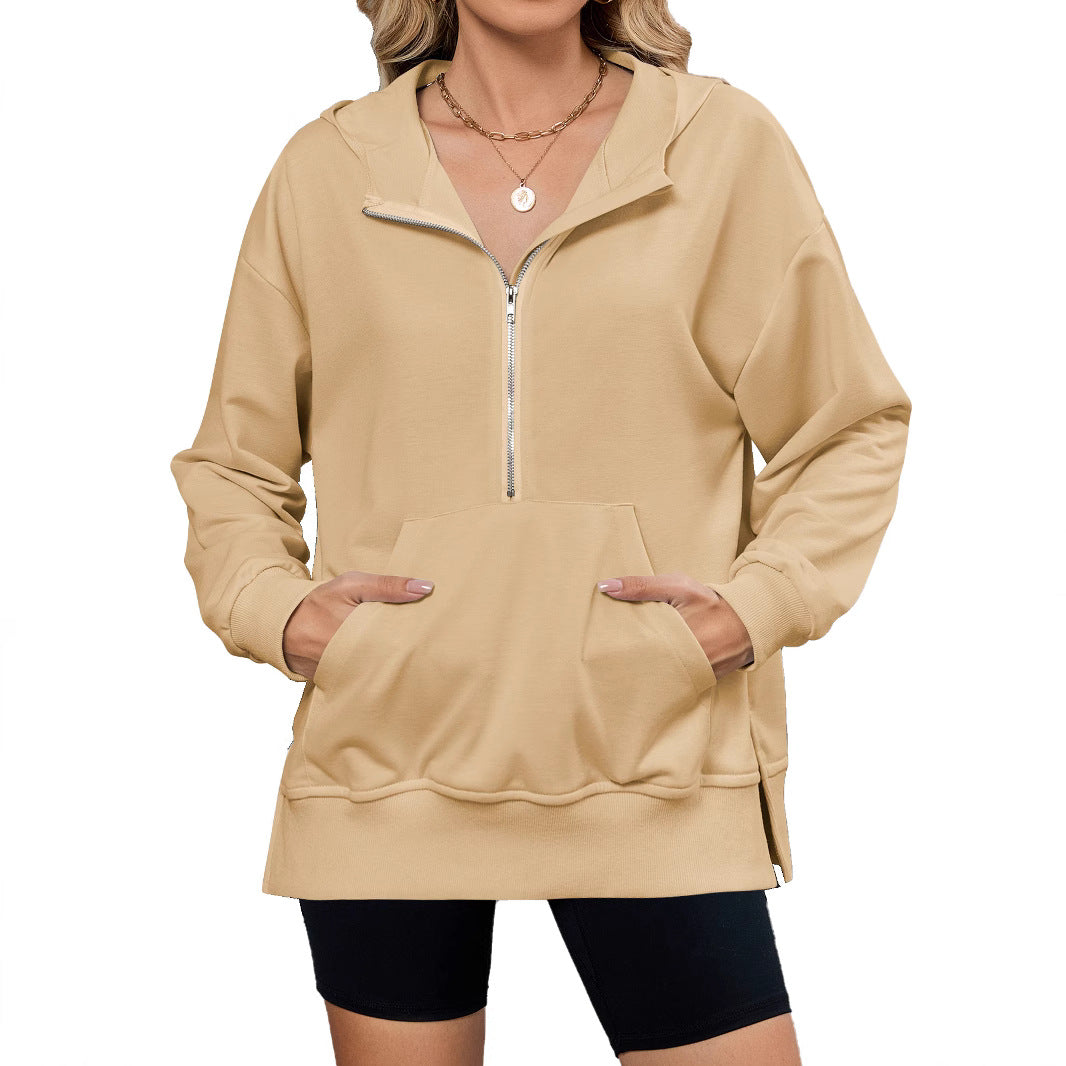 Damen Kapuzenpullover mit durchgehendem Reißverschluss und Taschen Drune