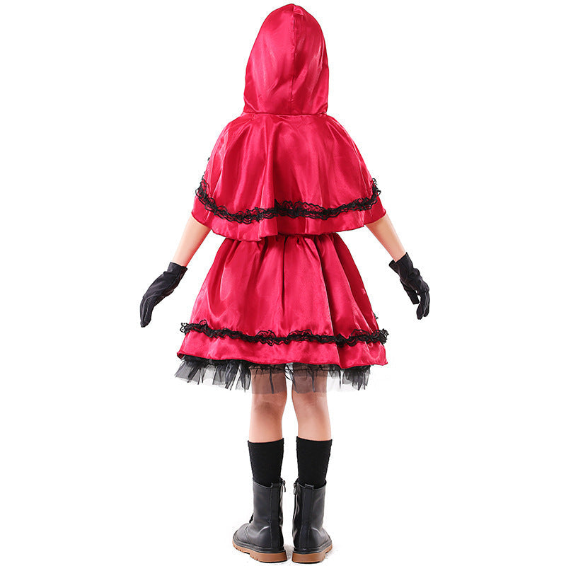 Mädchen Märchenhaftes Rotkäppchen Kostüm mit elegantem Tüllrock und detailverliebtem Umhang Drune