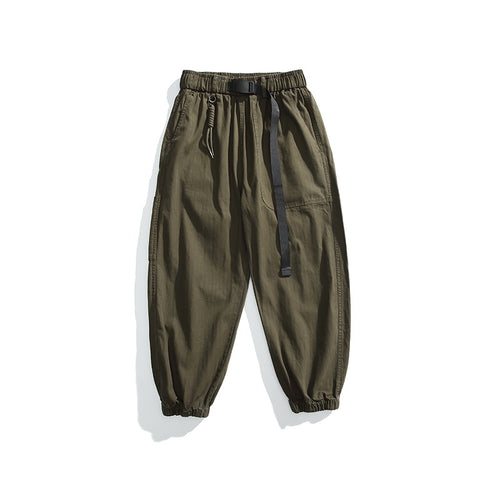 Herren Tapered-Canvas-Cargo-Jogger mit elastischem Kordelbund und integriertem Gurt Drune