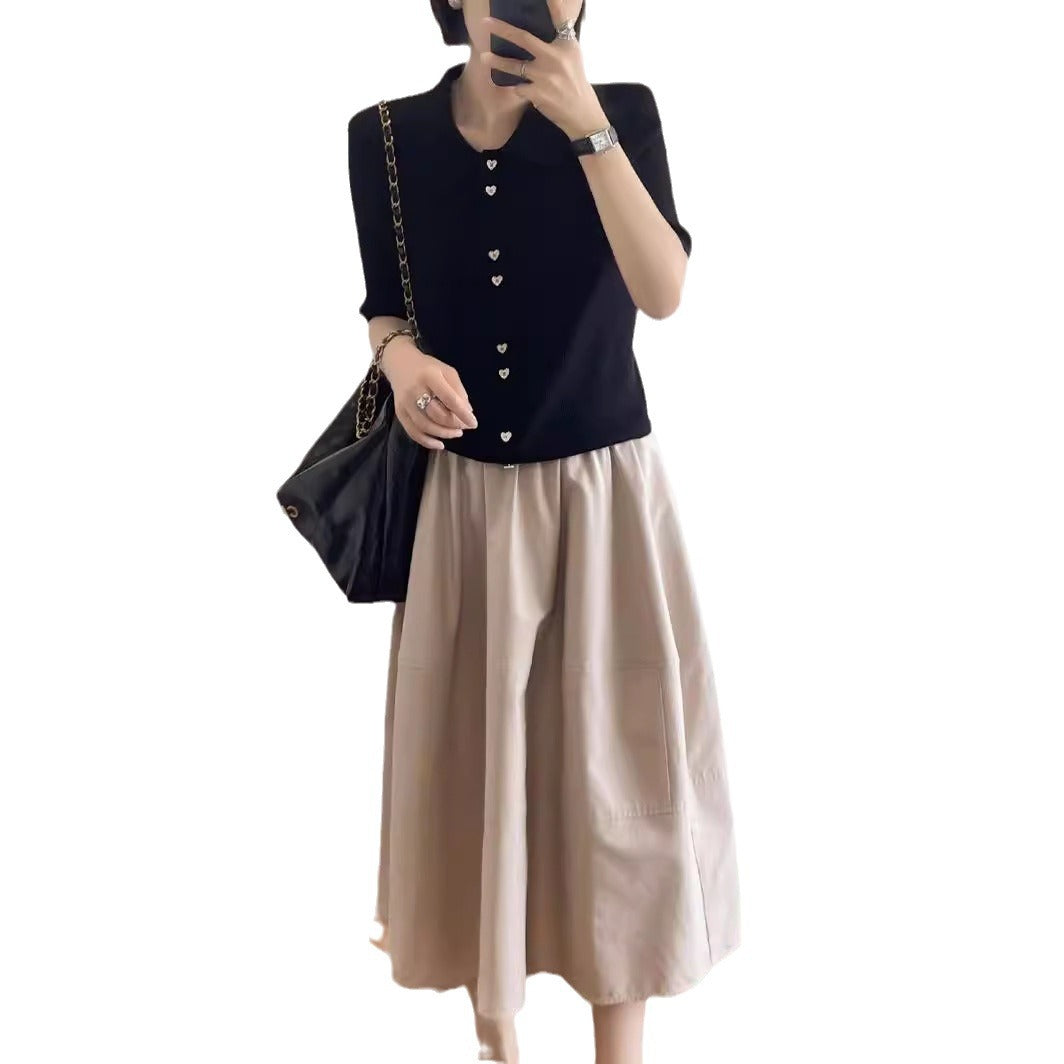 Damen Eleganter, weit geschnittener Midirock Drune