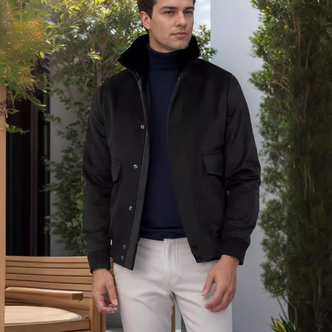 Herren modische Bomberjacke mit warmem Kragen Drune