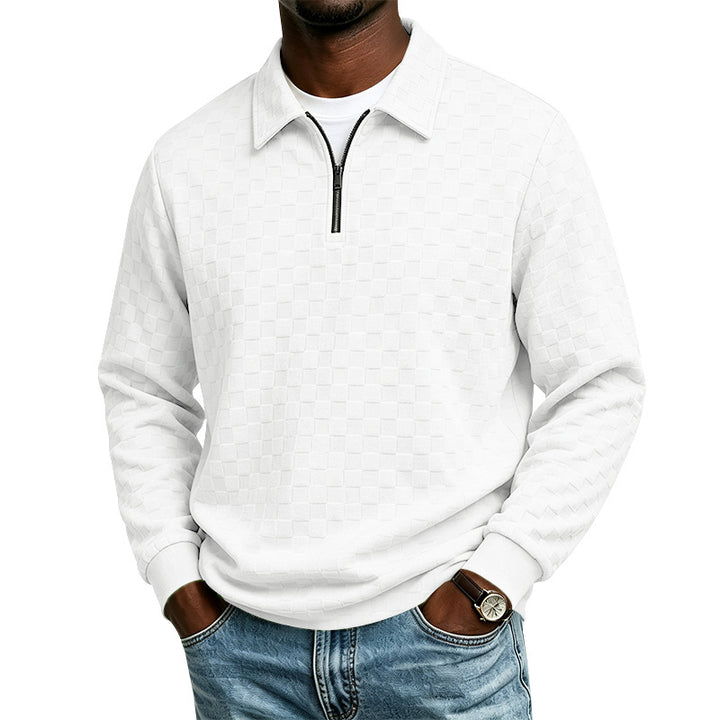 Herren Strukturierter Strickpullover mit Troyer-Kragen und halbem Reißverschluss Drune