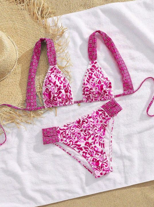 Damen Bikini mit dekorativen Rüschen und elegantem Muster Drune
