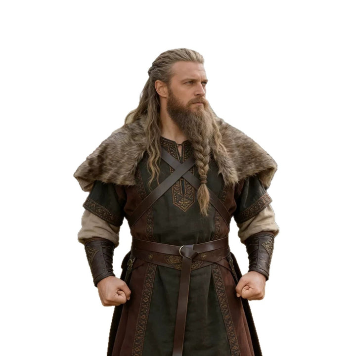 Herren Schultercape aus Kunstpelz mit Schnallenverschluss und rustikalem Wikinger-Look Drune