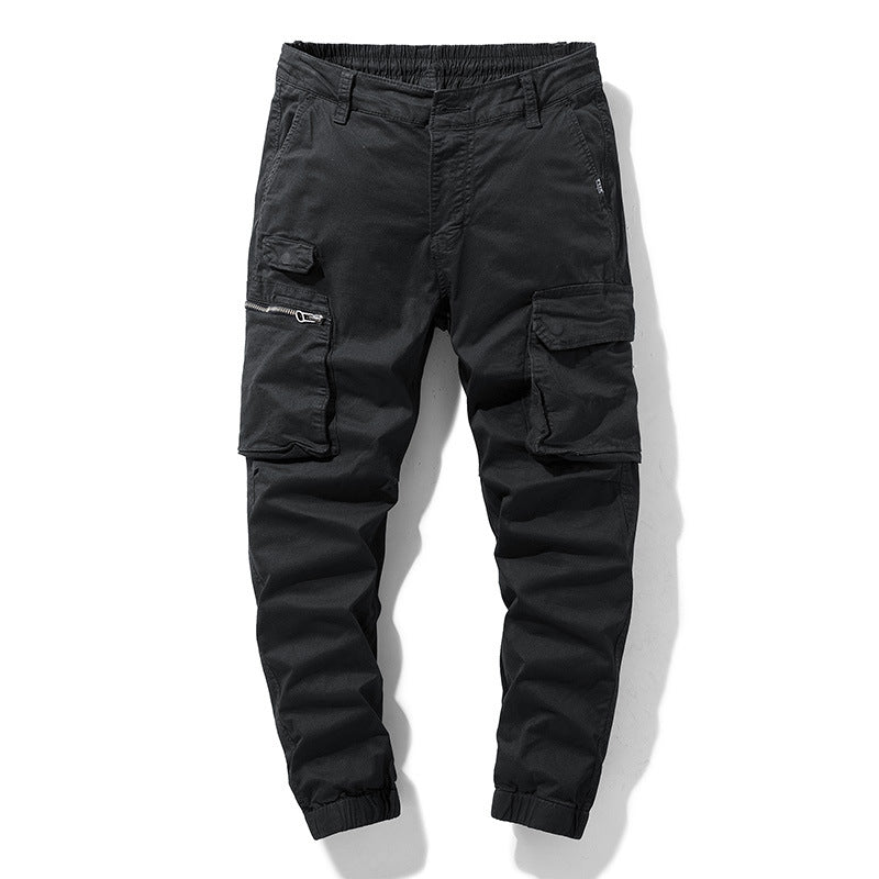 Herren Freizeits-Utility-Cargohose im Joggerstil mit teil-elastischem Bund und multifunktionalen Frontklappen Drune