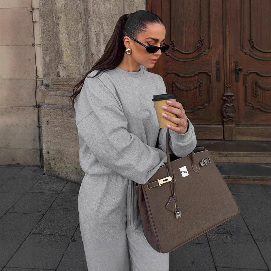 Damen Bequemer Sportanzug mit weitem Schnitt und modischen Details Drune