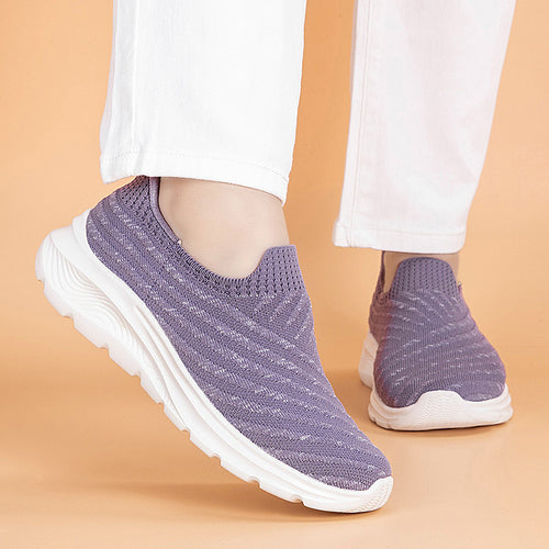 Damen nan elastische Strick-Slipper mit dämpfender Laufsohle Drune
