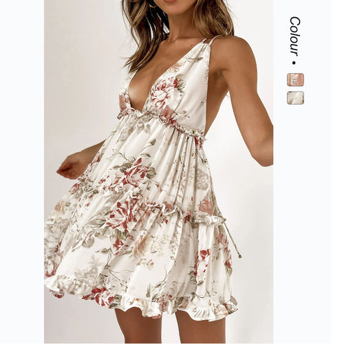 Damen Strahlendes Sommerkleid mit fließendem Schnitt und floralem Design Drune