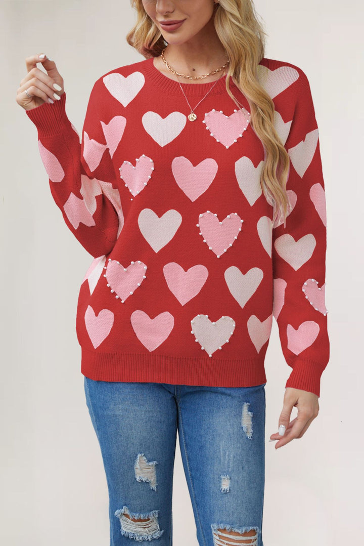 Damen Strickpullover mit Herzmuster Drune
