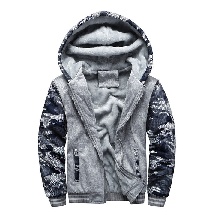 Herren Gepolsterte Kapuzenjacke mit Teddyfleece-Innenfutter, zweifarbigem Ärmeldesign und Reißverschluss Drune