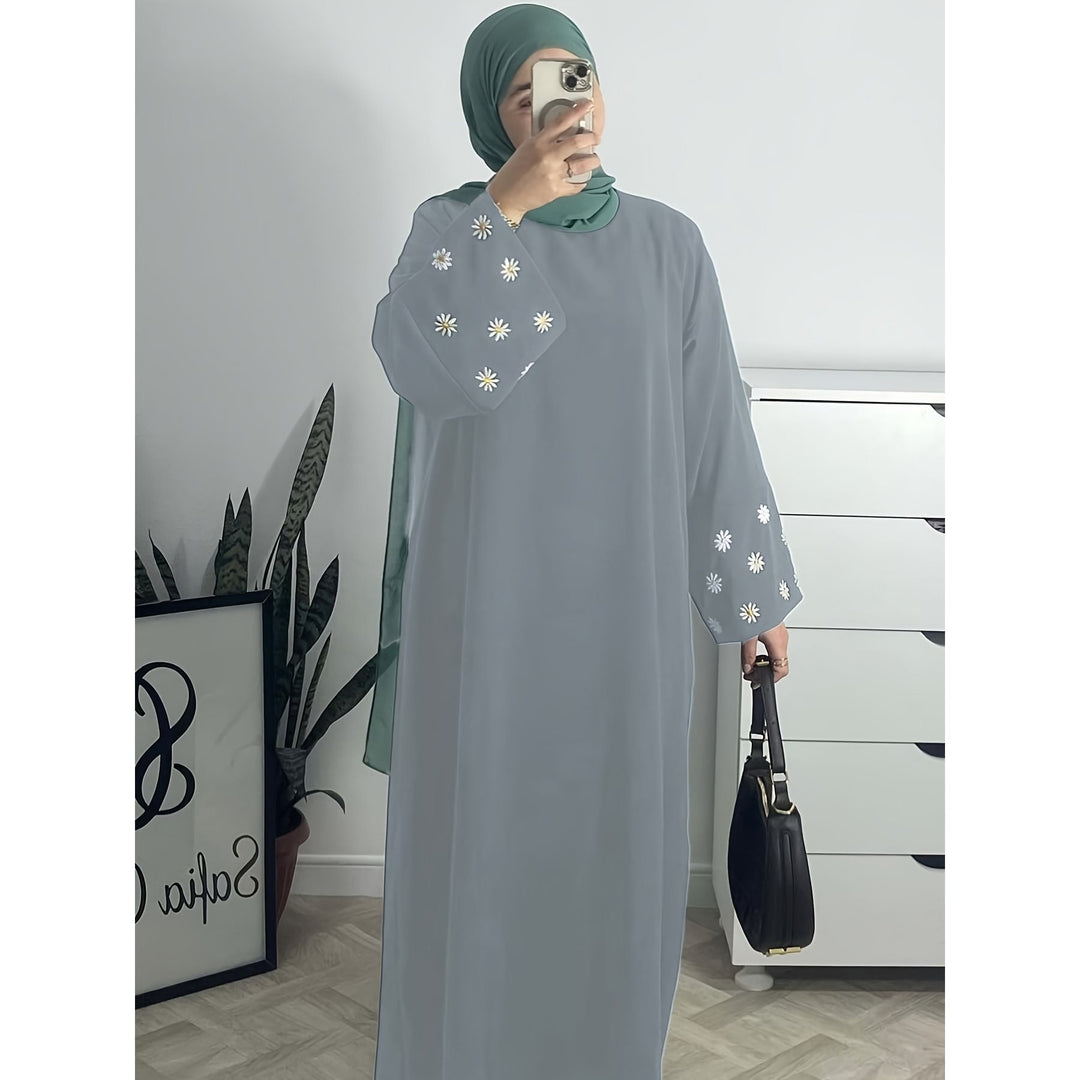 Damen elegantes Tunikakleid mit floralem Stickmuster Drune