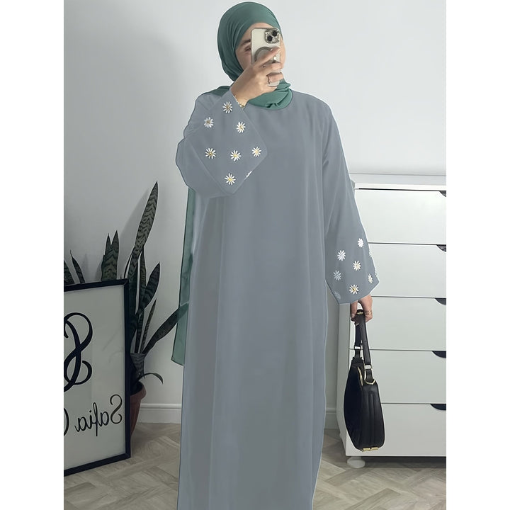 Damen elegantes Tunikakleid mit floralem Stickmuster Drune