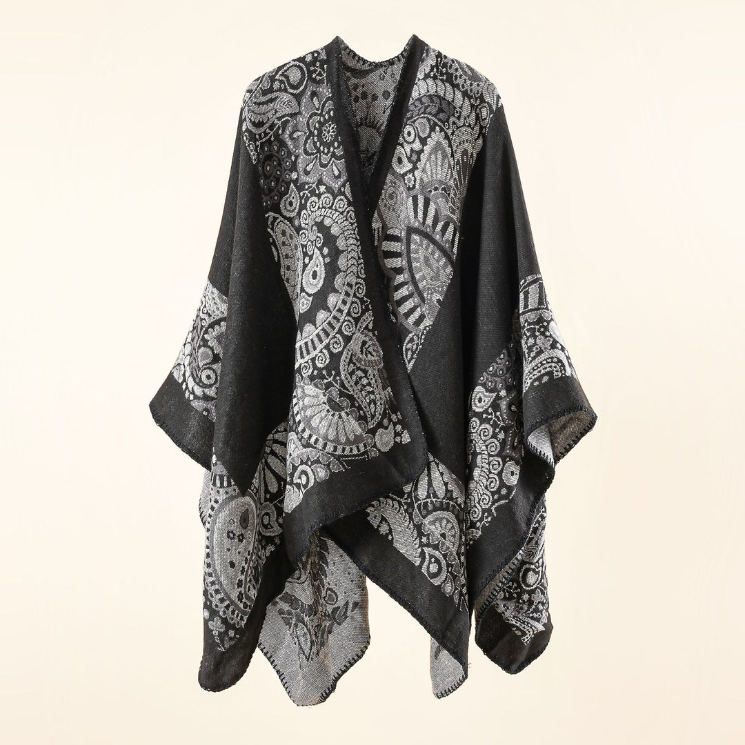 Damen Jacquard-Überwurf mit Paisley-Muster und offenem Kimono-Fall Drune