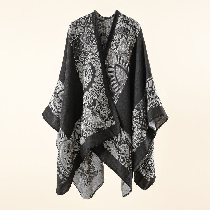 Damen Jacquard-Überwurf mit Paisley-Muster und offenem Kimono-Fall Drune
