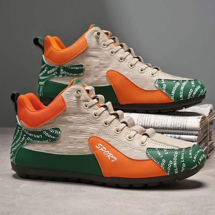 Herren Moderne leichte Schnür-Sneaker mit gepolstertem Kragen und kontrastierenden Overlays Drune