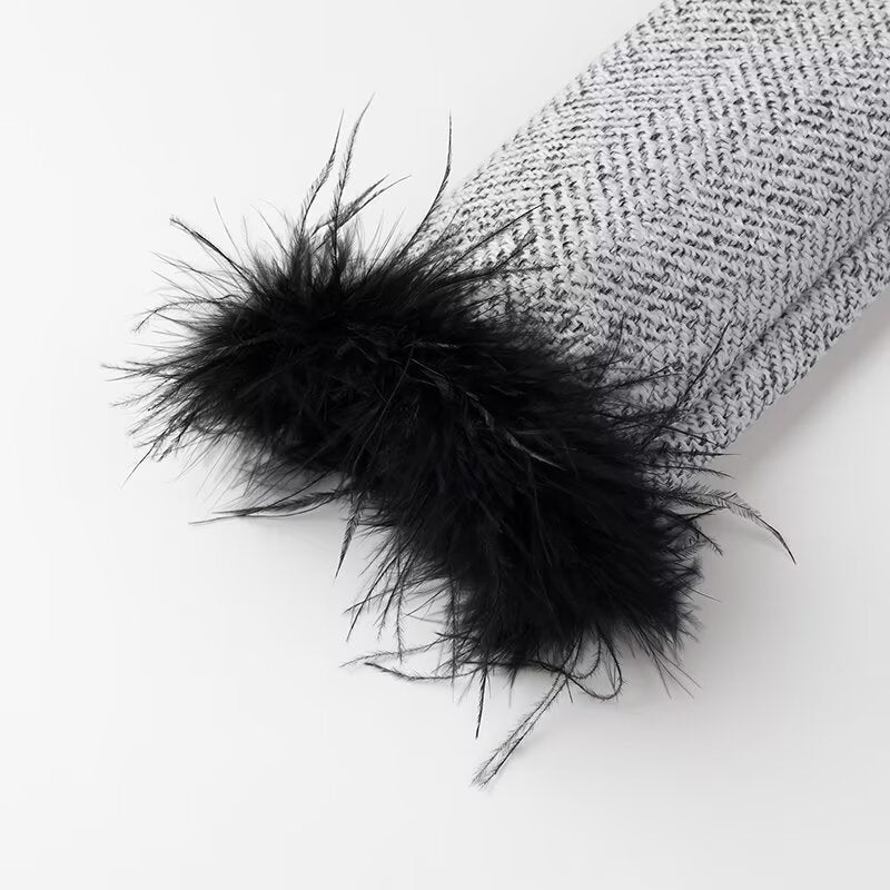Damen Zweiteiliges Bouclé‑Tweed‑Set mit kurzem Blazer, Zierknöpfen und Minirock Drune