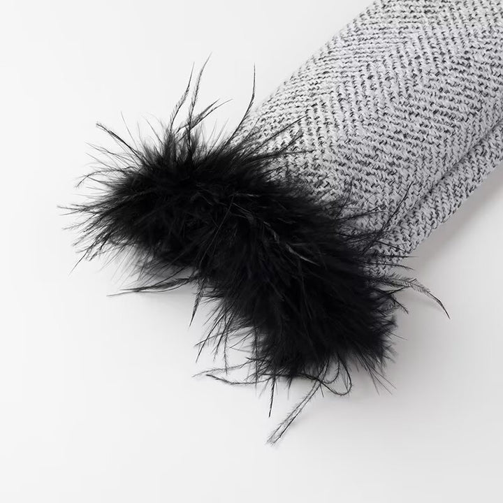 Damen Zweiteiliges Bouclé‑Tweed‑Set mit kurzem Blazer, Zierknöpfen und Minirock Drune