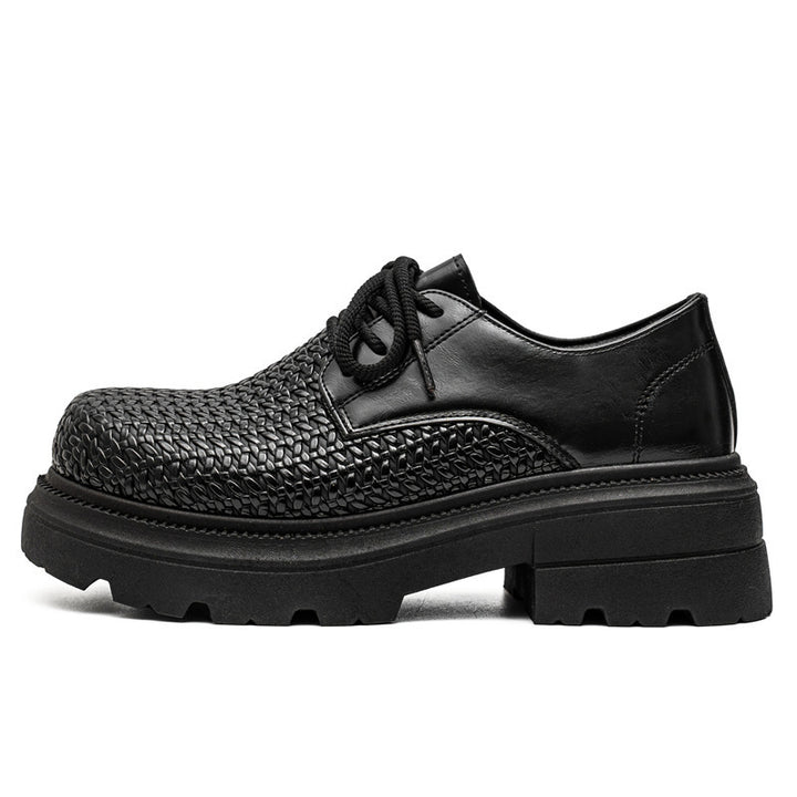 Damen gewebte Plateau-Derby-Schuhe mit robuster Profilsohle, atmungsaktivem Flechtoberteil und gepolstertem Komfortfußbett Drune