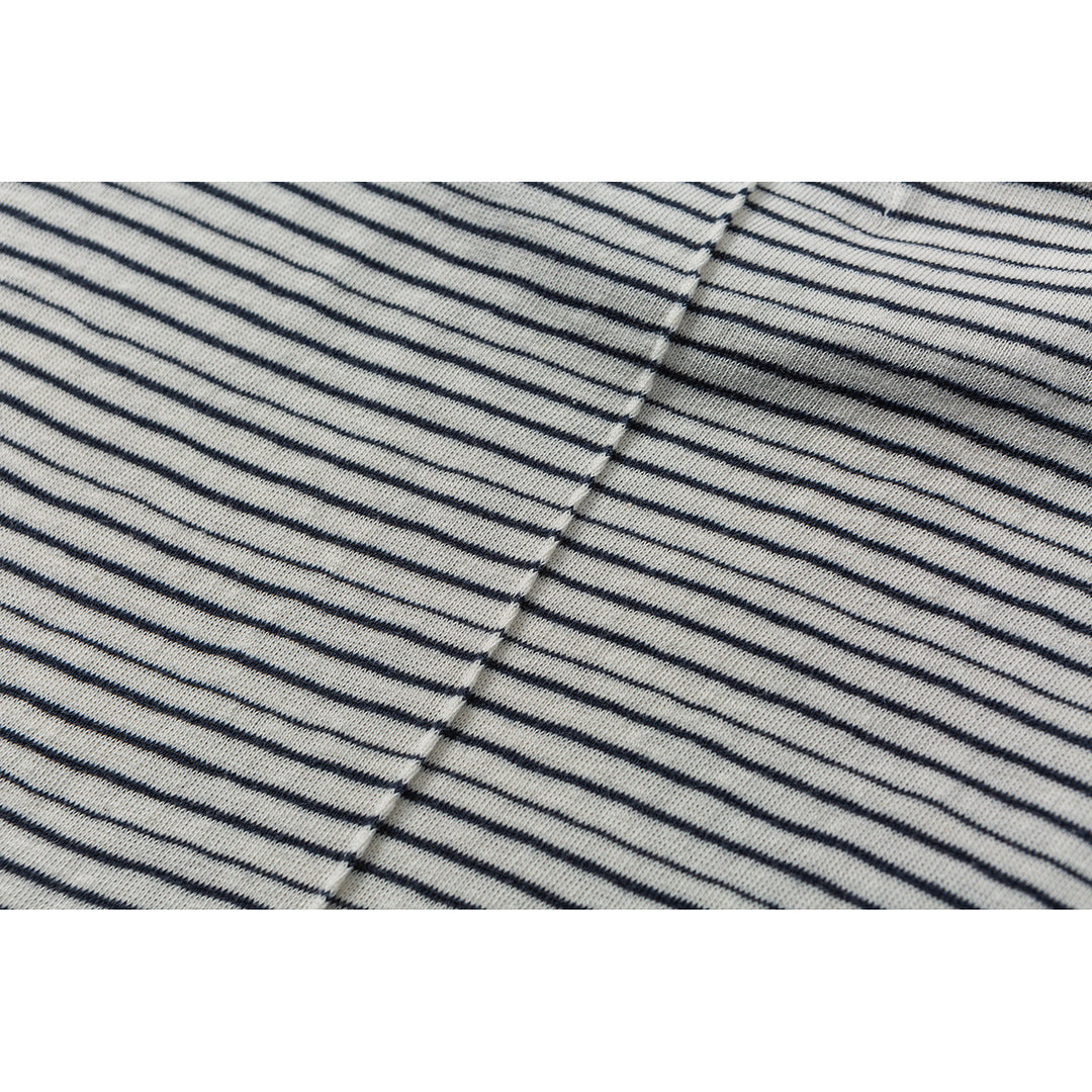 Unisex Fein gestreiftes Langarmshirt aus Baumwollmischung mit Rundhalsausschnitt Drune