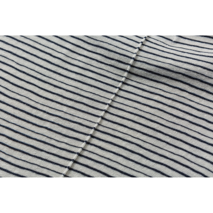 Unisex Fein gestreiftes Langarmshirt aus Baumwollmischung mit Rundhalsausschnitt Drune