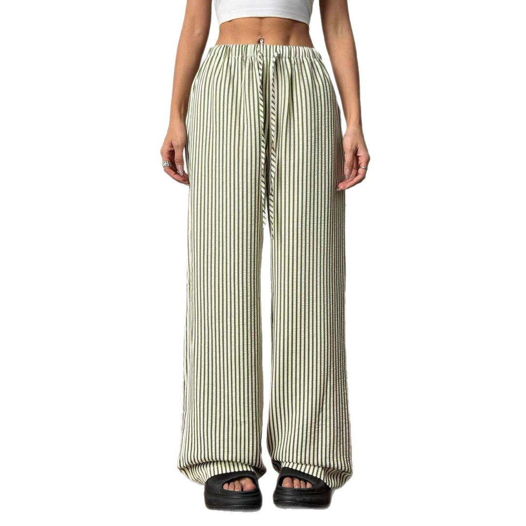 Damen elegante breite Strickhose mit dezentem Streifenmuster Drune