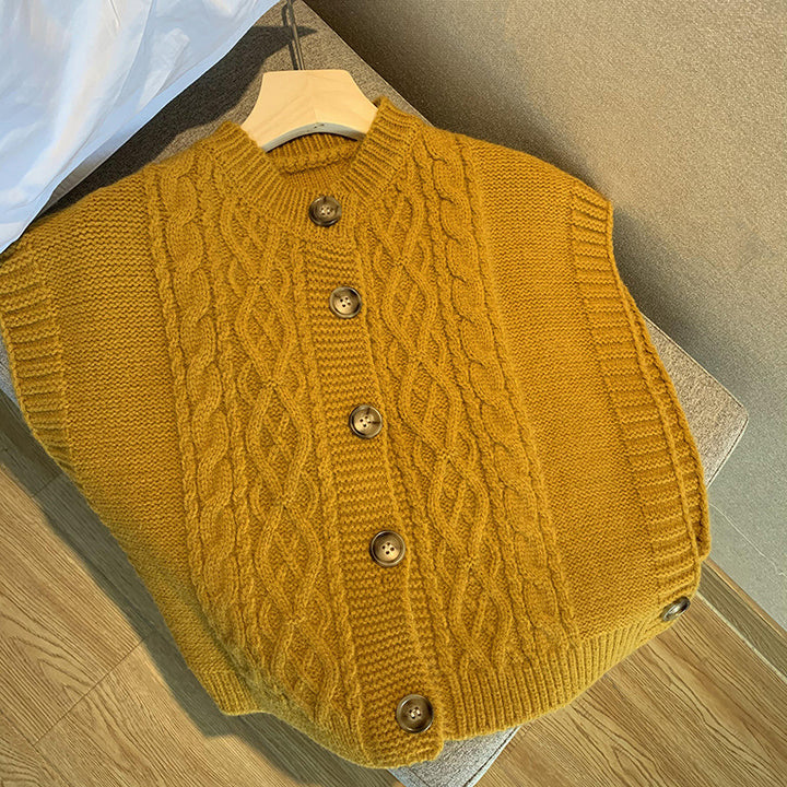 Damen Strickweste mit Zopfmuster Drune