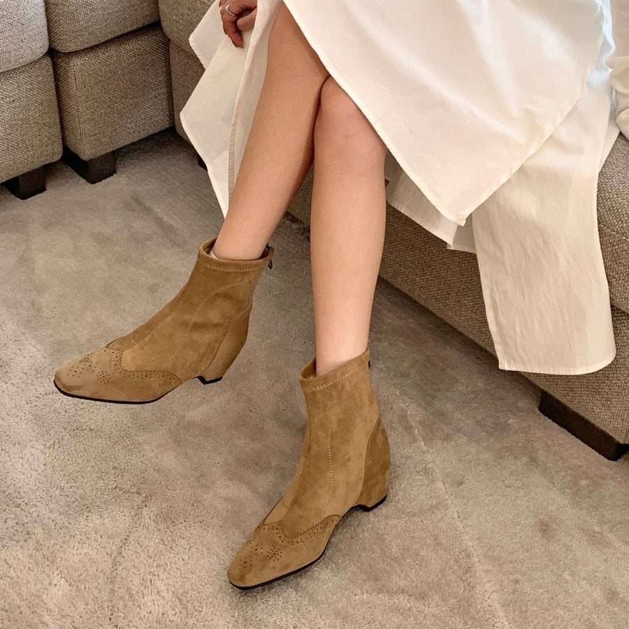 Damen Elegante und bequeme Stiefeletten mit Blockabsatz Drune