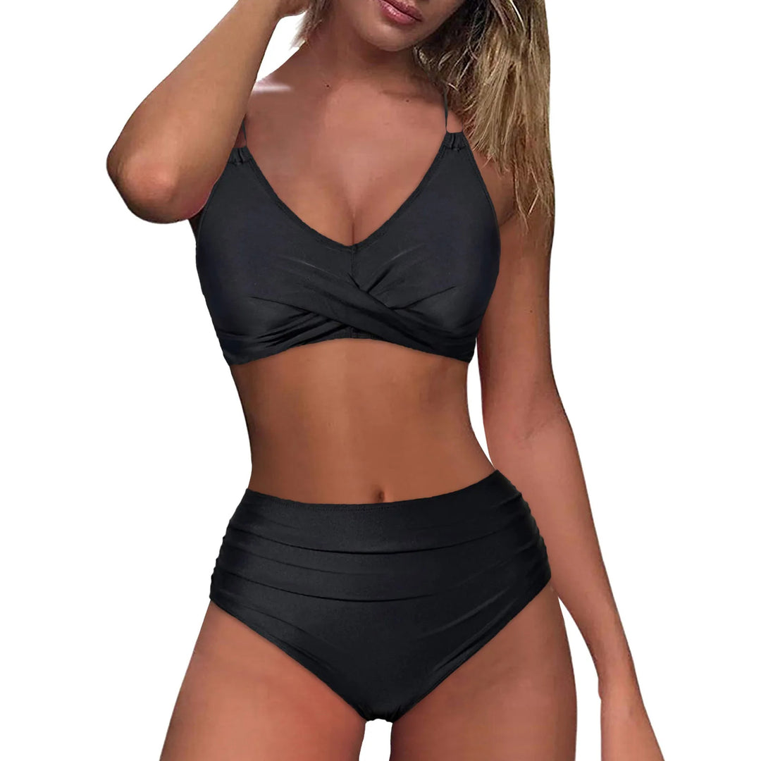 Damen Hochgeschnittenes Bikini-Set mit elegantem Wickeldesign Drune