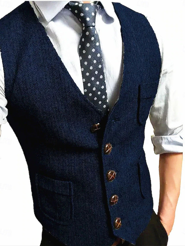 Herren Eleganter Weste aus Herringbone-Stoff Drune