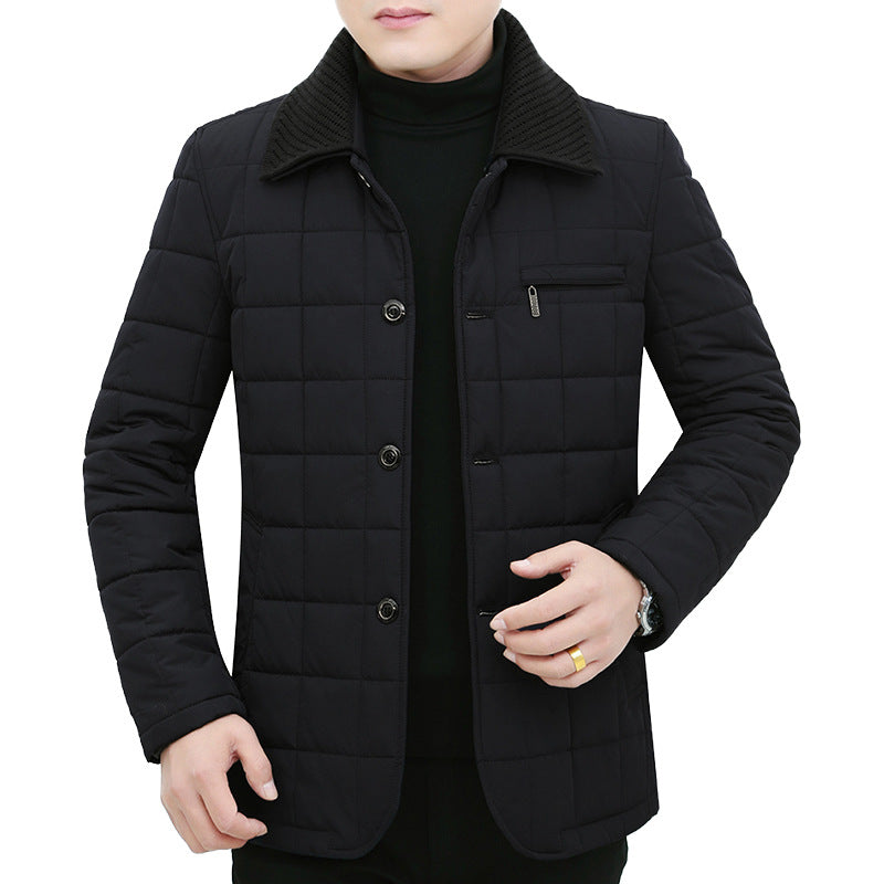 Herren Steppjacke mit Boxsteppung, Cordkragen und Brust-Reißverschlusstasche Drune