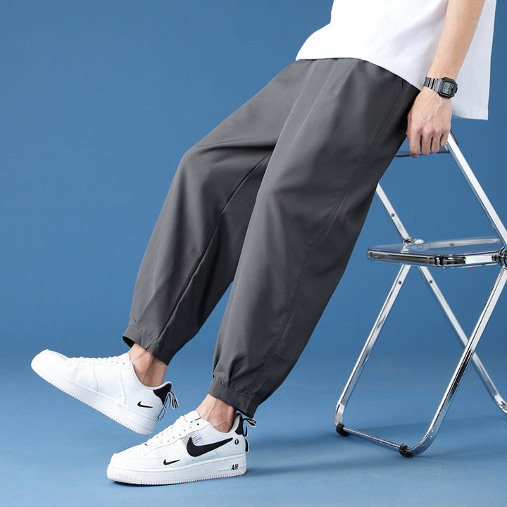 Herren nan weite technische Jogginghose mit elastischem Bund, gekräuseltem Beinabschluss und atmungsaktivem Stretchmaterial Drune