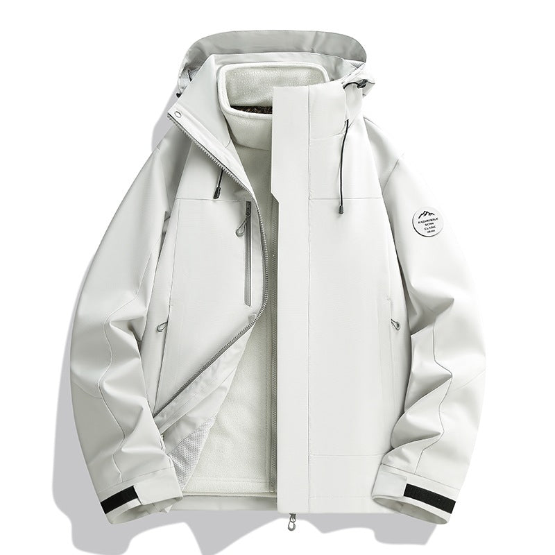 Herren Wetterfeste Softshelljacke mit Fleece‑Innenfutter, verstellbarer Kapuze & Reißverschluss‑Brusttasche Drune