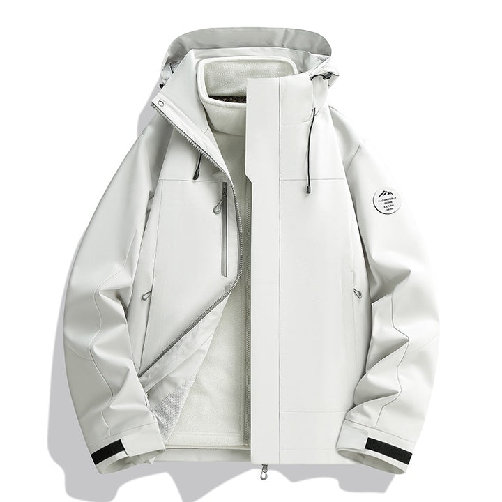 Herren Wetterfeste Softshelljacke mit Fleece‑Innenfutter, verstellbarer Kapuze & Reißverschluss‑Brusttasche Drune