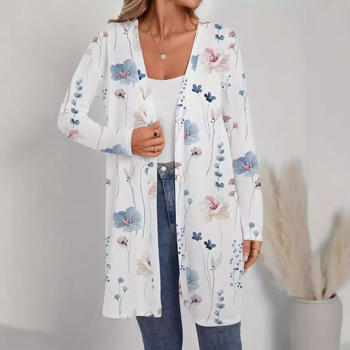 Damen Blütenmotiv Cardigan mit weitem Schnitt Drune
