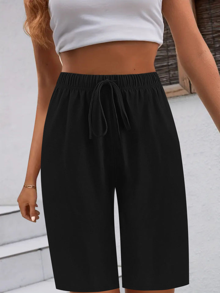 Damen Bequeme Hochwaist Bermudashorts Drune