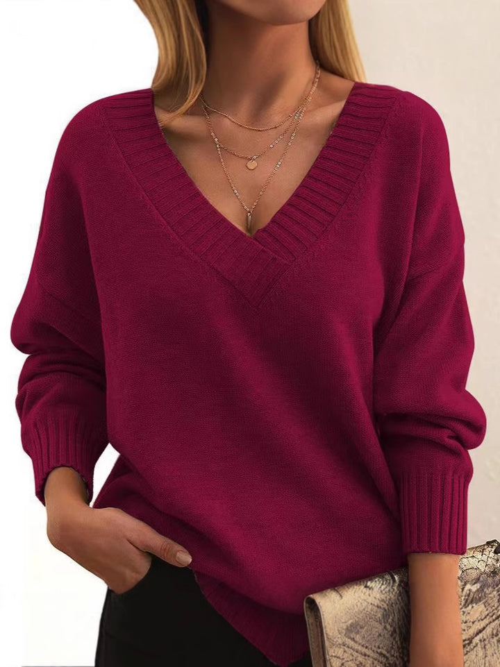 Damen lässiger V-Ausschnitt Sweatshirt mit angesagtem Oversized-Schnitt Drune
